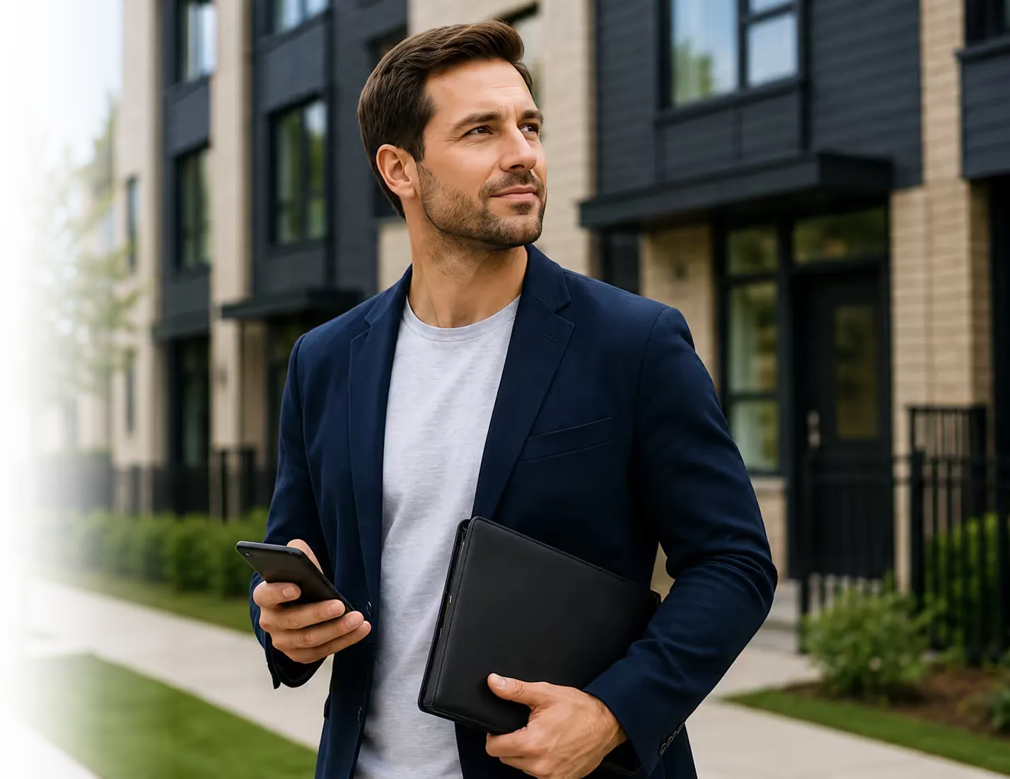 A modern real estate agent on the move