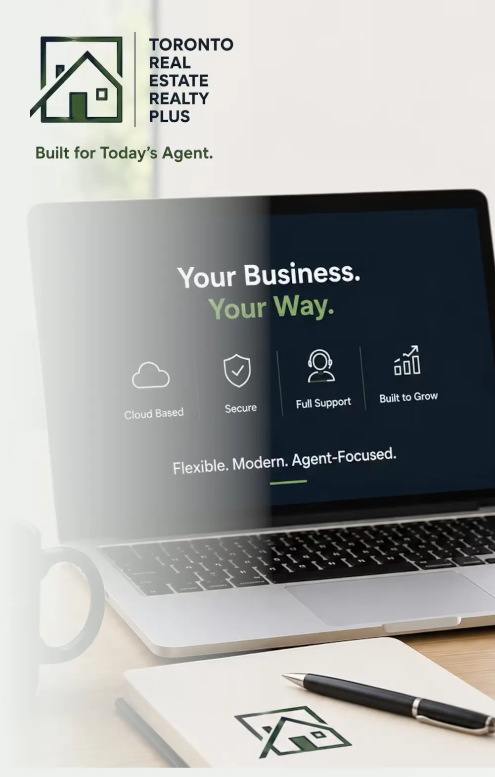 A modern, technology-driven real estate workspace